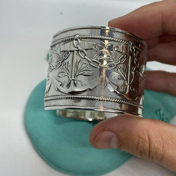Vintage Tiffany & Co. Makers Anchor Motif Cuff Bracelet Sterling Silver 6.25" - Picture 5 of 16